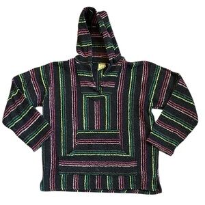 Vintage Frank’s Hoodie Men’s M Baja Surfer Rasta Pullover Drug Rug Mexico Neon